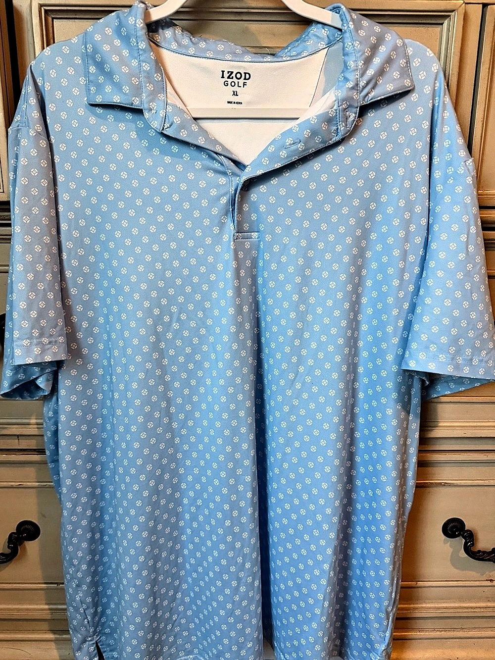 IZOD Golf Men's Polo Shirt Blue & White XL